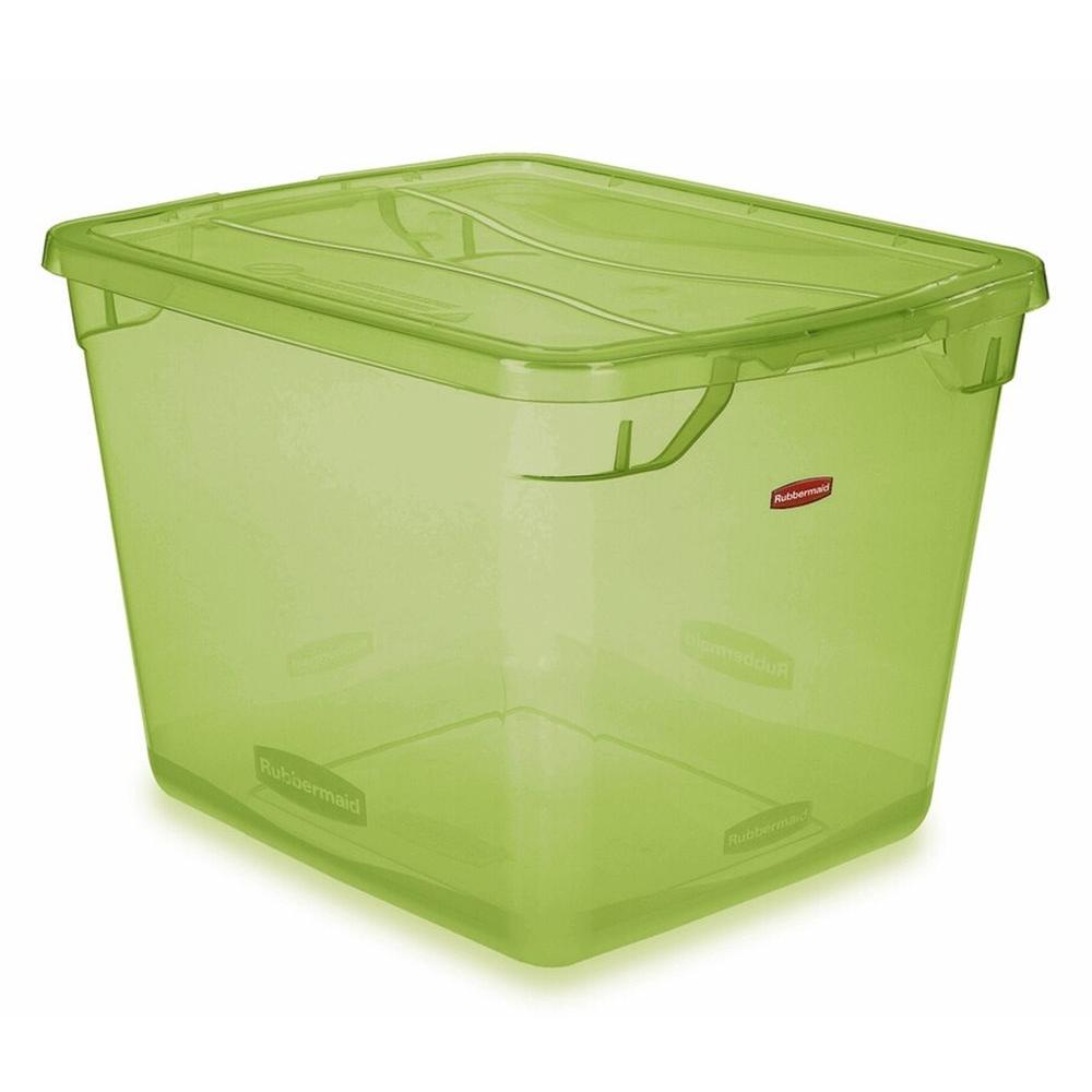 Rubbermaid Clever 30 Qt Non Latching Storage Tote In Clear Rubbermaid Clever 30 Qt Non Latching Storage Tote In Clear Lime Green