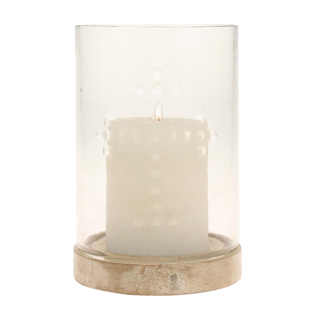 Stonebriar Collection 7.5 In. Clear Pressed Glass Pillar Candle Holder ...