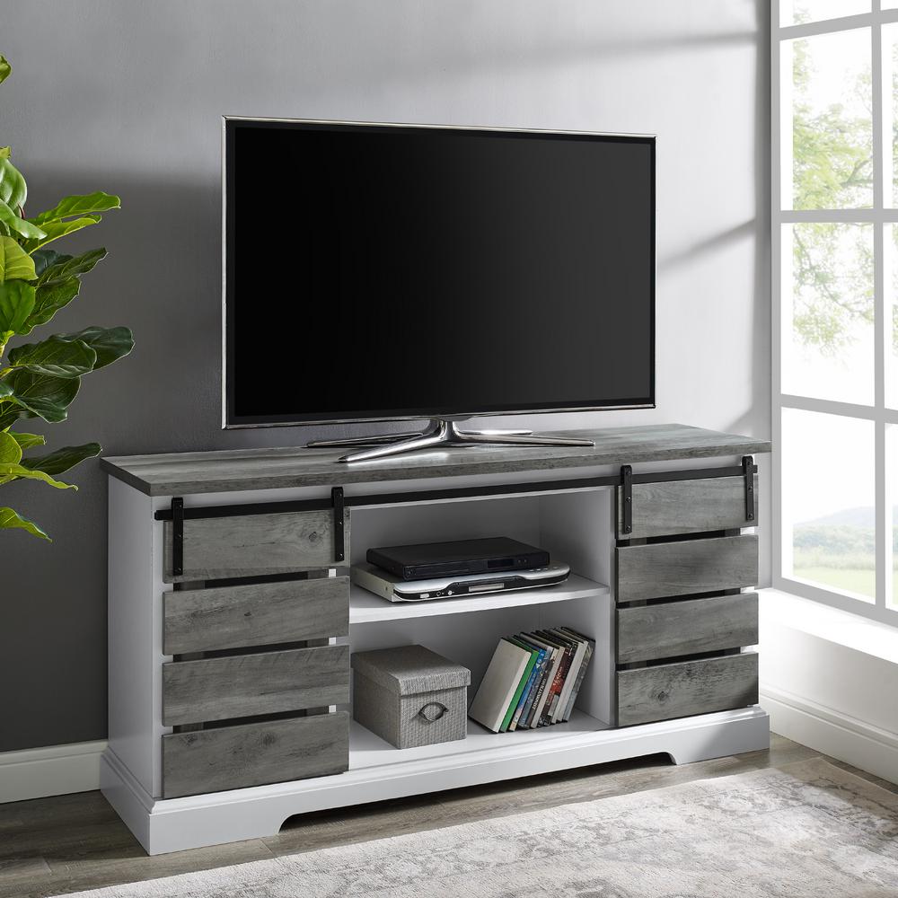 Welwick Designs 58 In Grey Wash Composite TV Stand Fits TVs Up To 64   Grey Wash Welwick Designs Tv Stands Hd8214 64 1000 