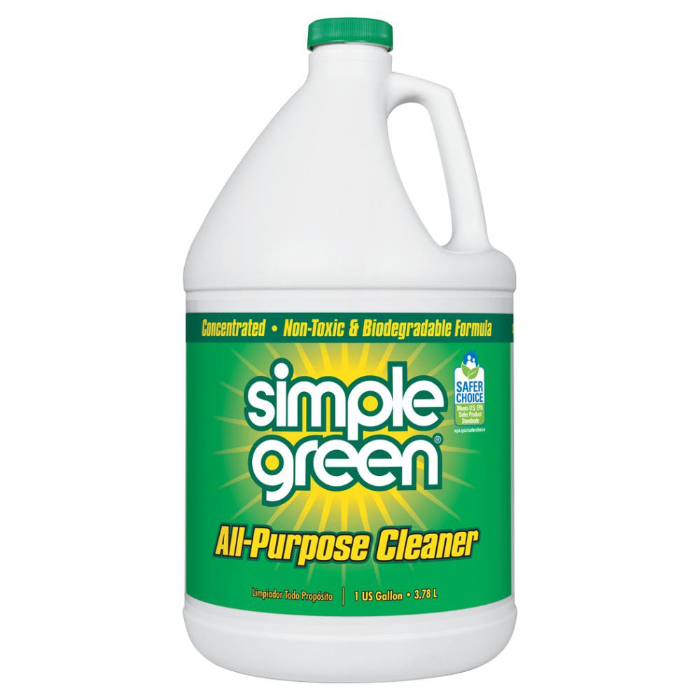 green household cleaning supplies