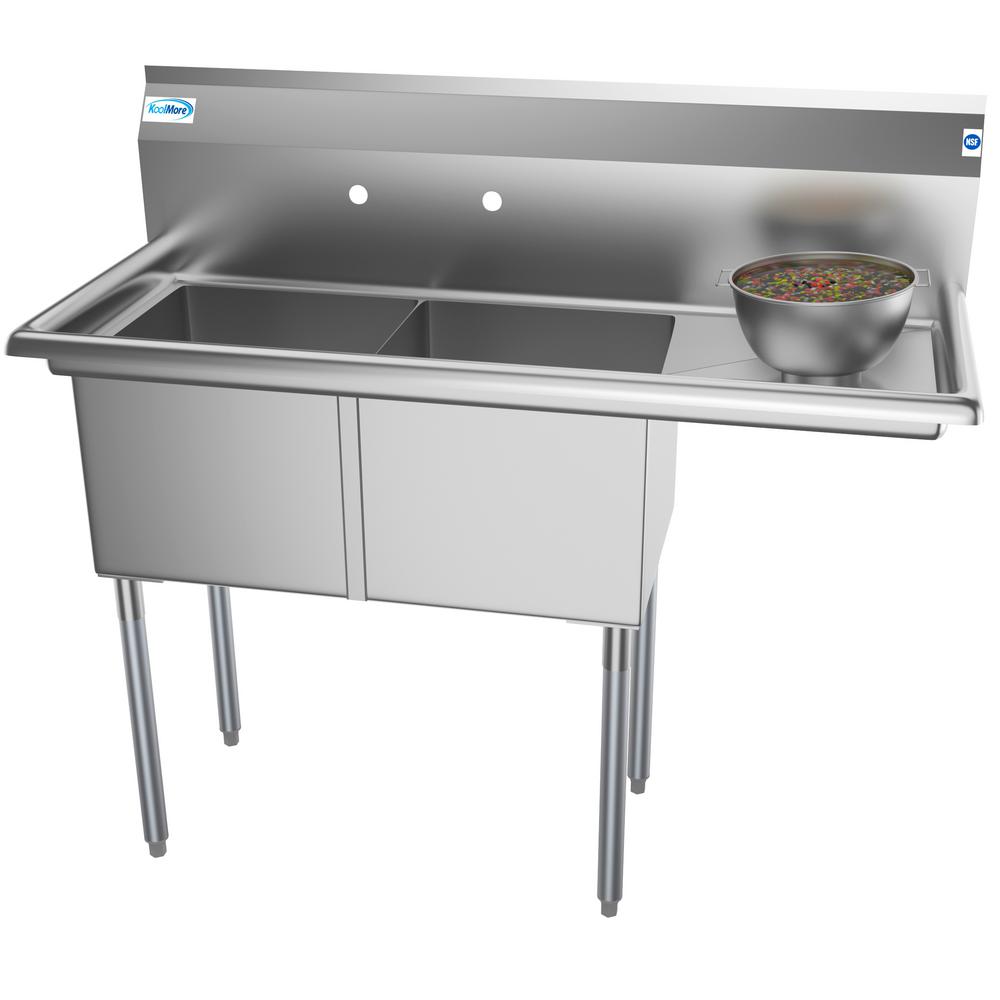 Commercial Double Stainless Steel Sink With Drainboard