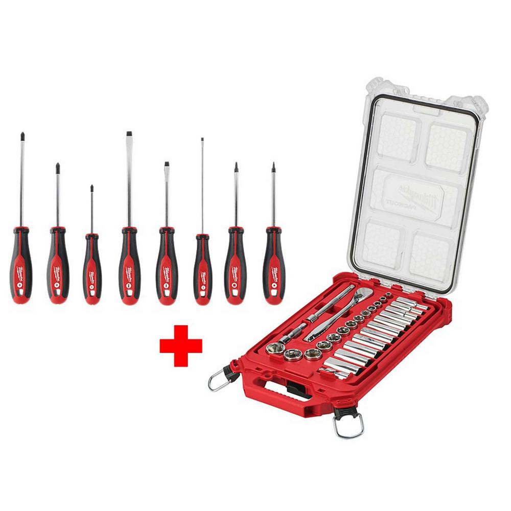 Milwaukee 3/8 in. Drive SAE Ratchet and Socket Mechanics Tool Set with