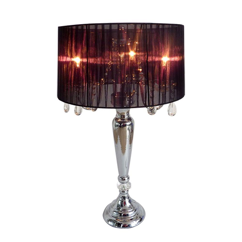 Black Table Lamps The Home Depot Trendy Romantic Black Sheer Shade Chrome Table Lamp With Hanging Crystals