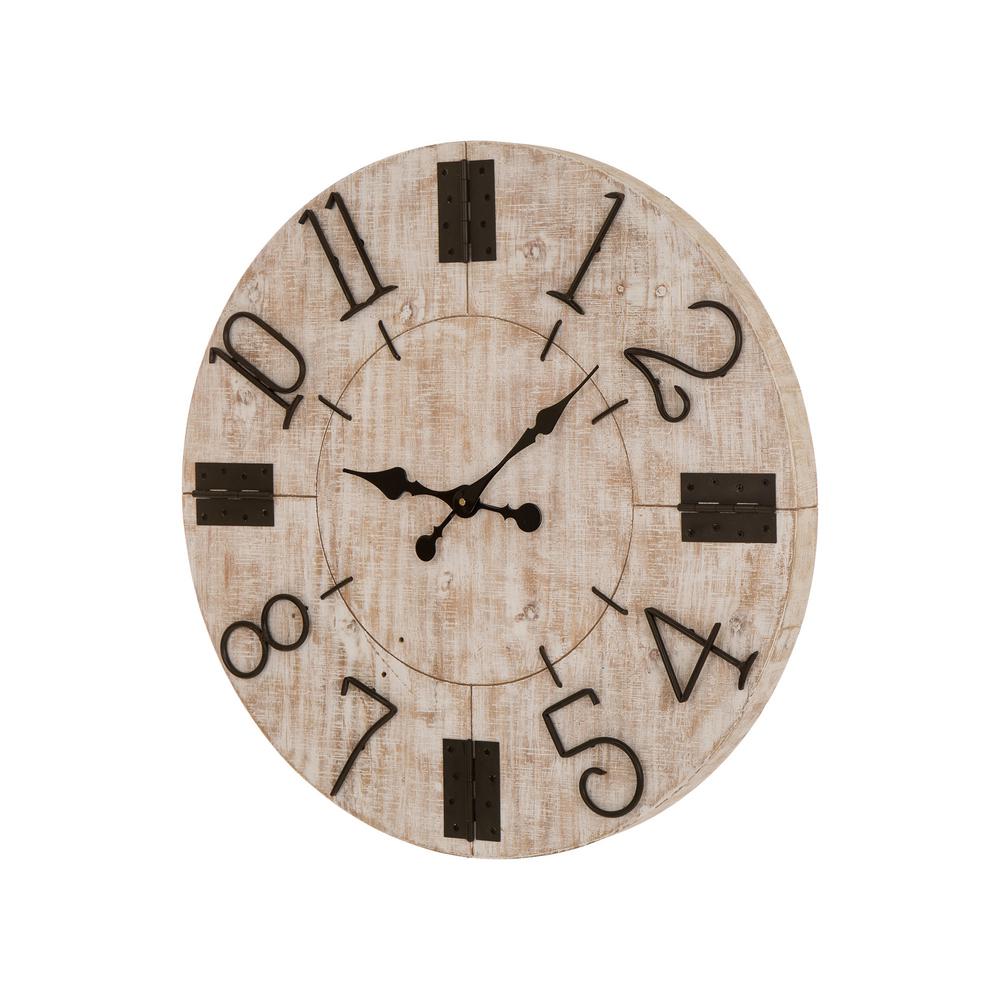 Glitzhome 28 In Farmhouse Wooden Wall Clock The Home Depot