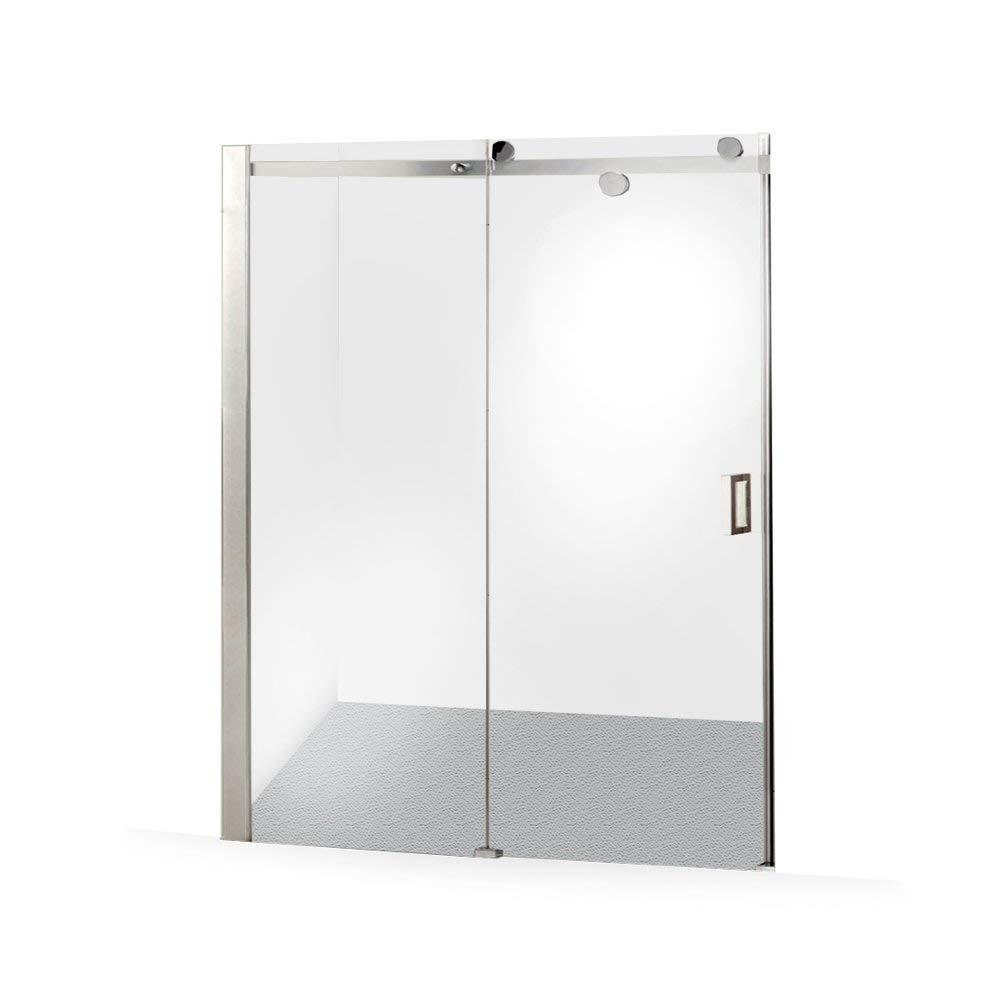 Aleko 48 In X 72 Semi Frameless Sliding Shower Door Semi Frameless Sliding Shower Door In Stainless Steel
