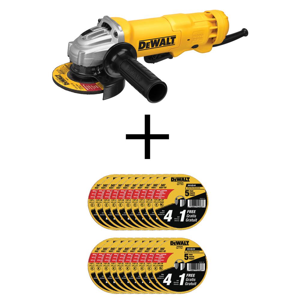 DEWALT 11-Amp Corded 4-1/2 In. Small Angle Grinder W/ Bonus 4-1/2 In ...