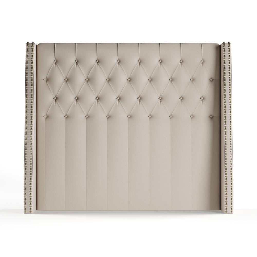 Skyline Furniture Queen Nail On Tufted Wingback Headboard In Skyline Furniture Queen Nail On Tufted Wingback Headboard In Linen Talc