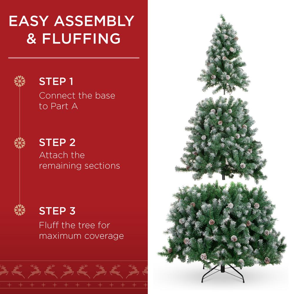 Best Choice Products 7 5 Ft Pre Lit Incandescent Flocked Pre Decorated Artificial Christmas Tree With 550 Warm White Lights Sky5886 The Home Depot