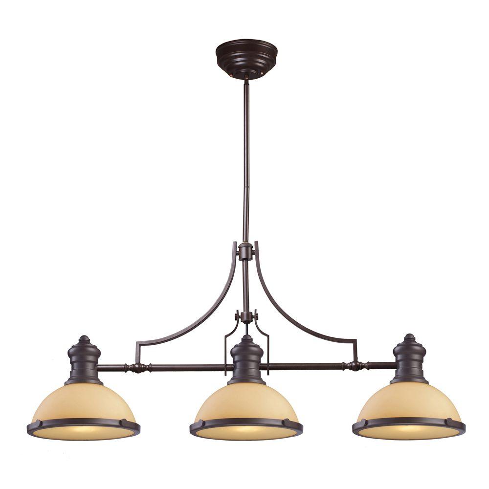 An Lighting Chadwick 3 Light Oiled Bronze Island With Chadwick 3 Light Oiled Bronze