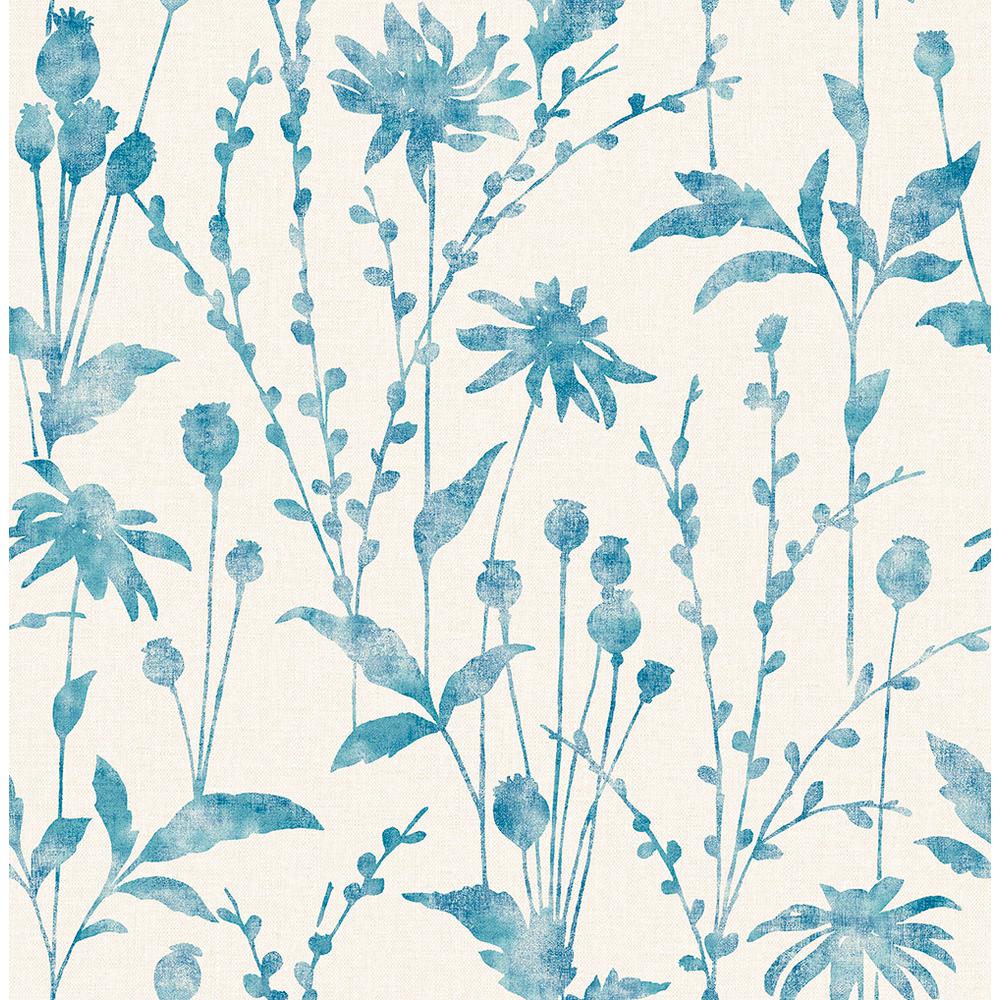 Brewster 8 in. x 10 in. Aerides Blue Meadow Wallpaper Sample 2766