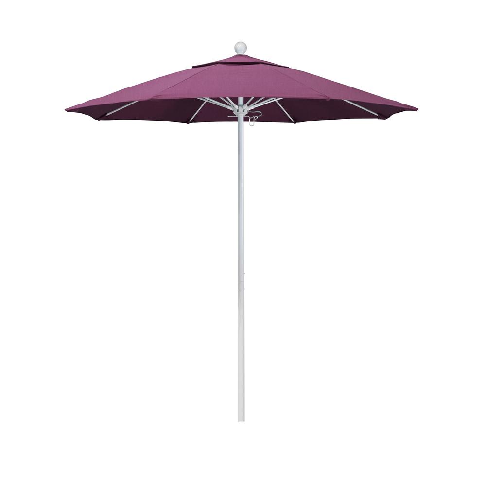 California Umbrella 7 5 Ft Matted White Aluminum Market Push Lift Patio Umbrella In Iris Sunbrella Alto758170 57002 The Home Depot