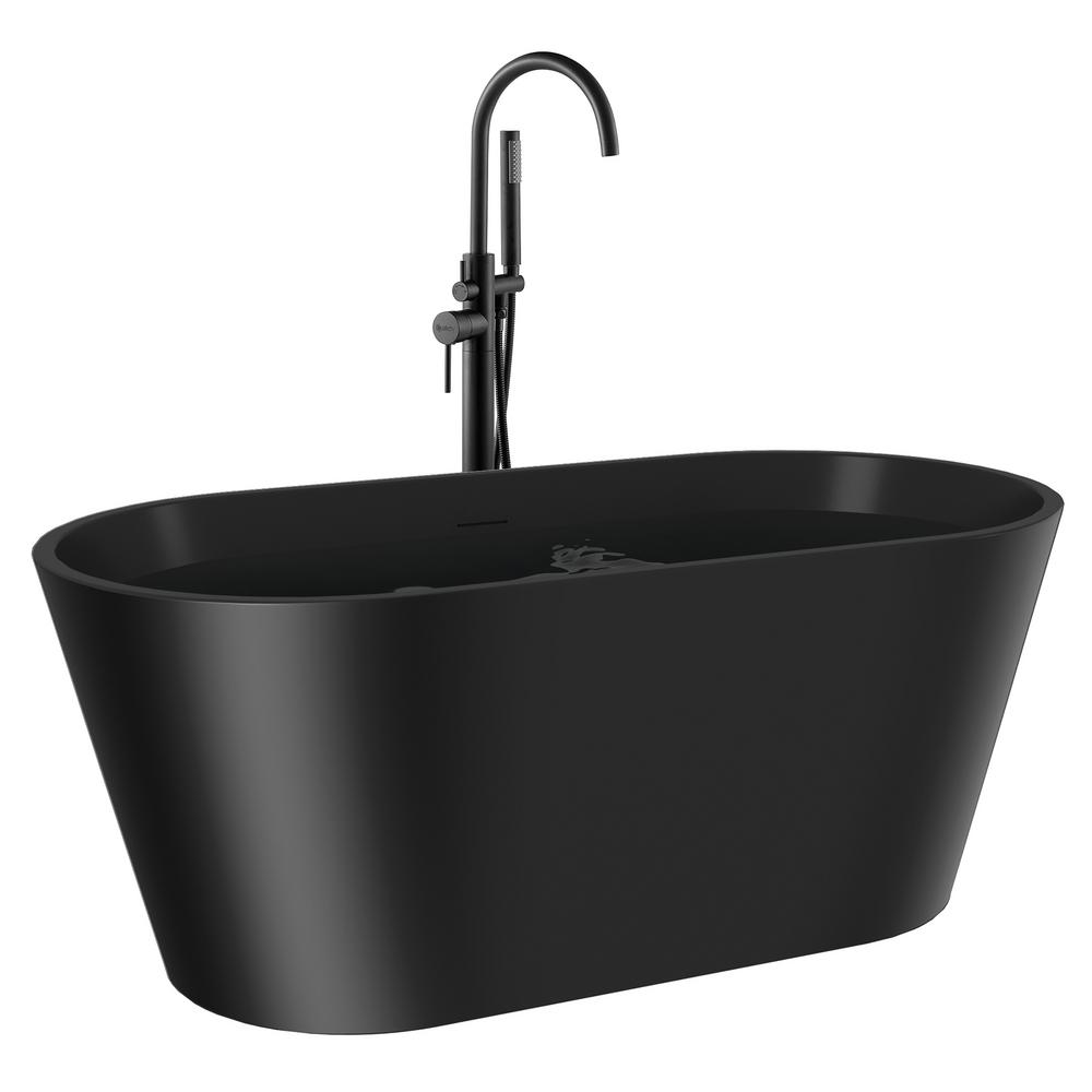 AKDY 60 in. Solid Matte Black inside and outside Bathtub with Tub