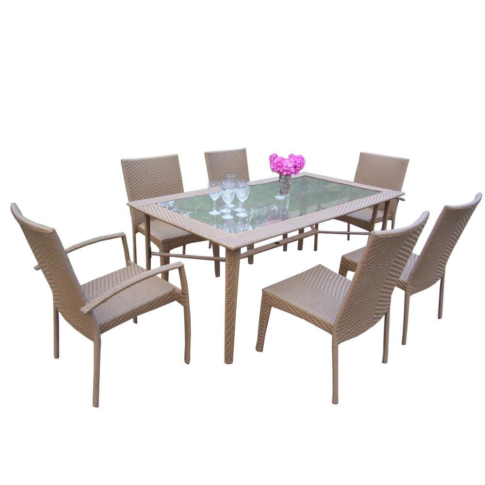 Oakland Living 7 Piece Wicker Outdoor Sectional Set With No Cushions Oakland Living 7 Piece Wicker Outdoor Sectional Set With No Cushions