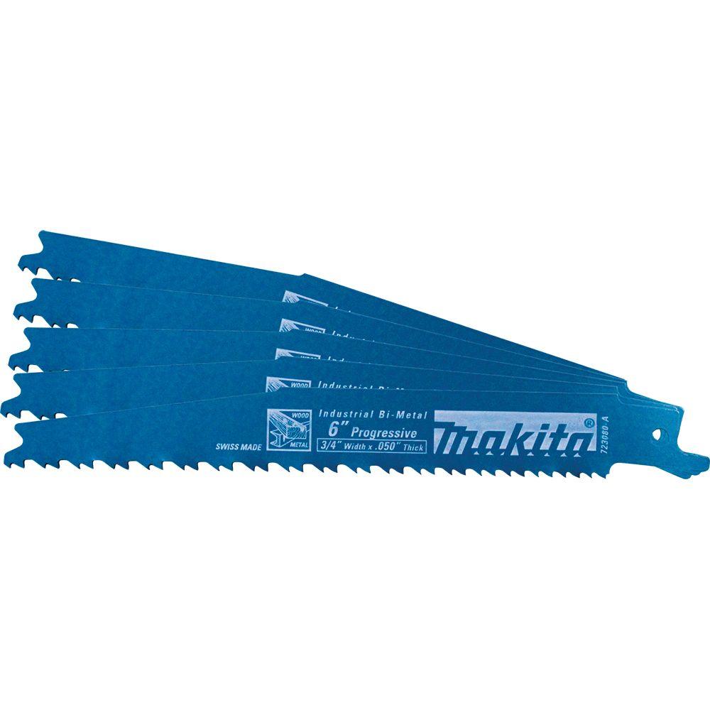 Makita 6 in. Progressive AllPurpose Reciprocating Saw Blade (5Pack