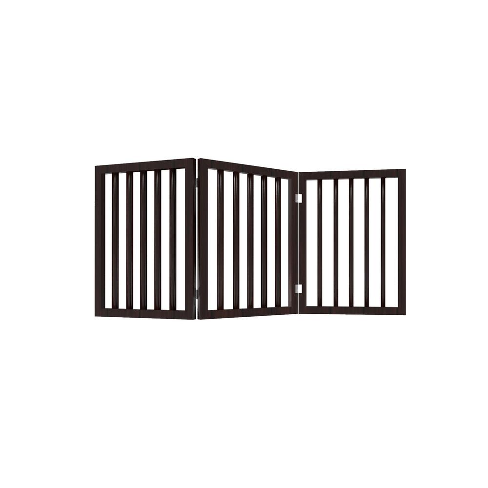 Petmaker 3-Panel Wooden Freestanding Folding Pet Gate In Brown ...