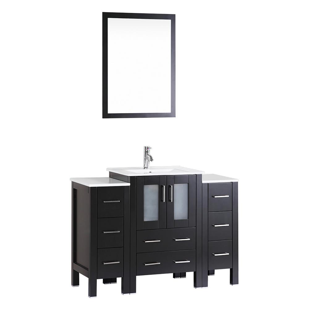 Bosconi 48 in. W Single Bath Vanity with Ceramic Vanity Top in White