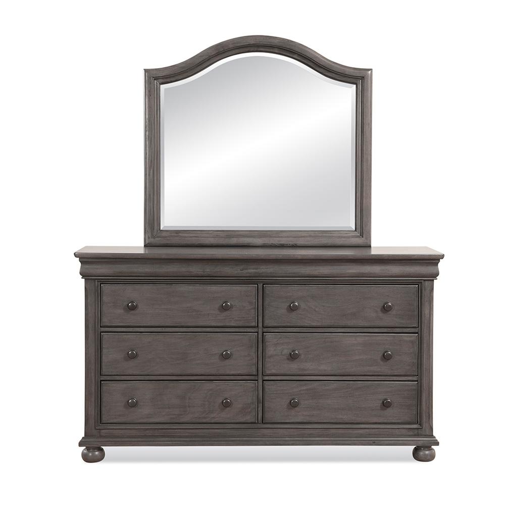 American Woodcrafters Hyde 6 Drawer Park Smoke Dresser And Mirror