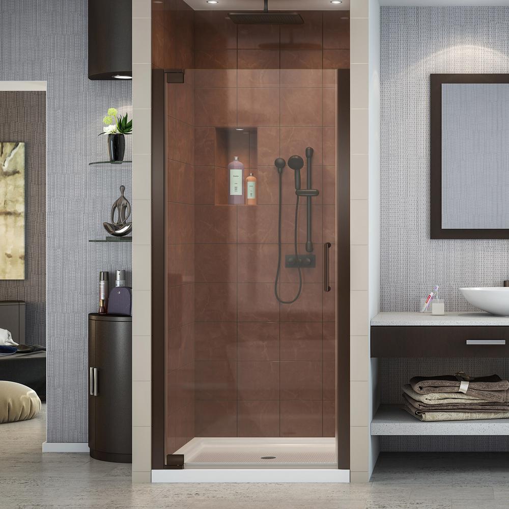 Elegance 35 3 4 In To 37 3 4 In X 72 In Semi Frameless Pivot Shower Door In Oil Rubbed Bronze