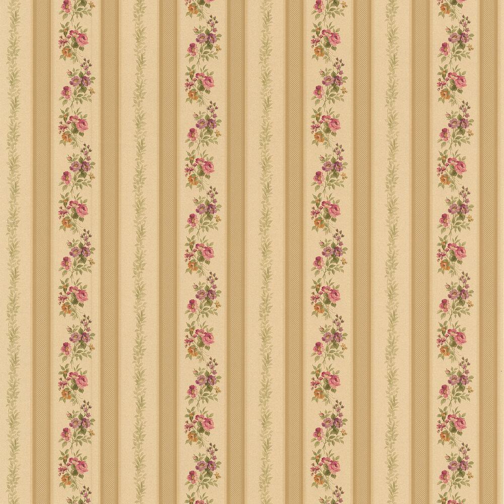 Princess Gold Floral Stripe Wallpaper-414-56032 - The Home 