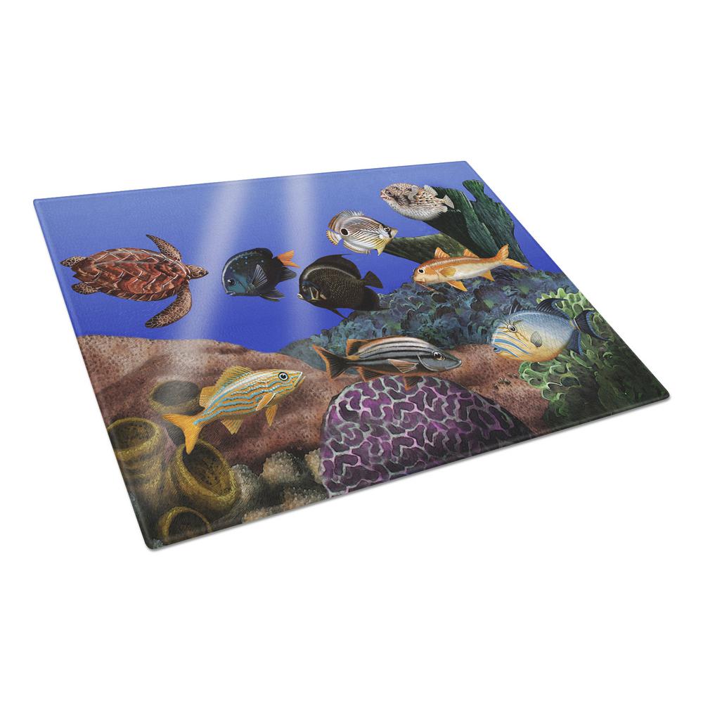 Carolines Treasures Undersea Fantasy 1 Tempered Glass Large Cutting Board, Multi-Color - PTW2028LCB - Cooking Large Tempered Glass Cutting Board is heat resista sku PTW2028LCB