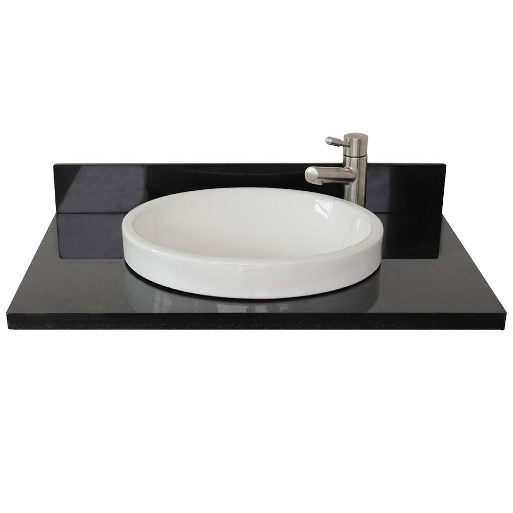 Bellaterra Home Ragusa Iii 31 In W X 22 D Granite Single Basin Vanity Top Black With White Round Bellaterra Home Ragusa Iii 31 In W X 22 D Granite Single Basin Vanity Top Black With White Round