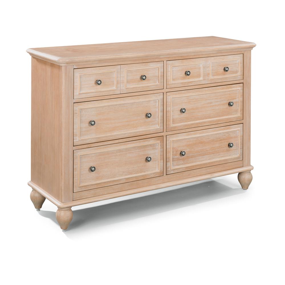 Homestyles Cambridge 6 Drawer White Washed Maple Dresser 5170 43