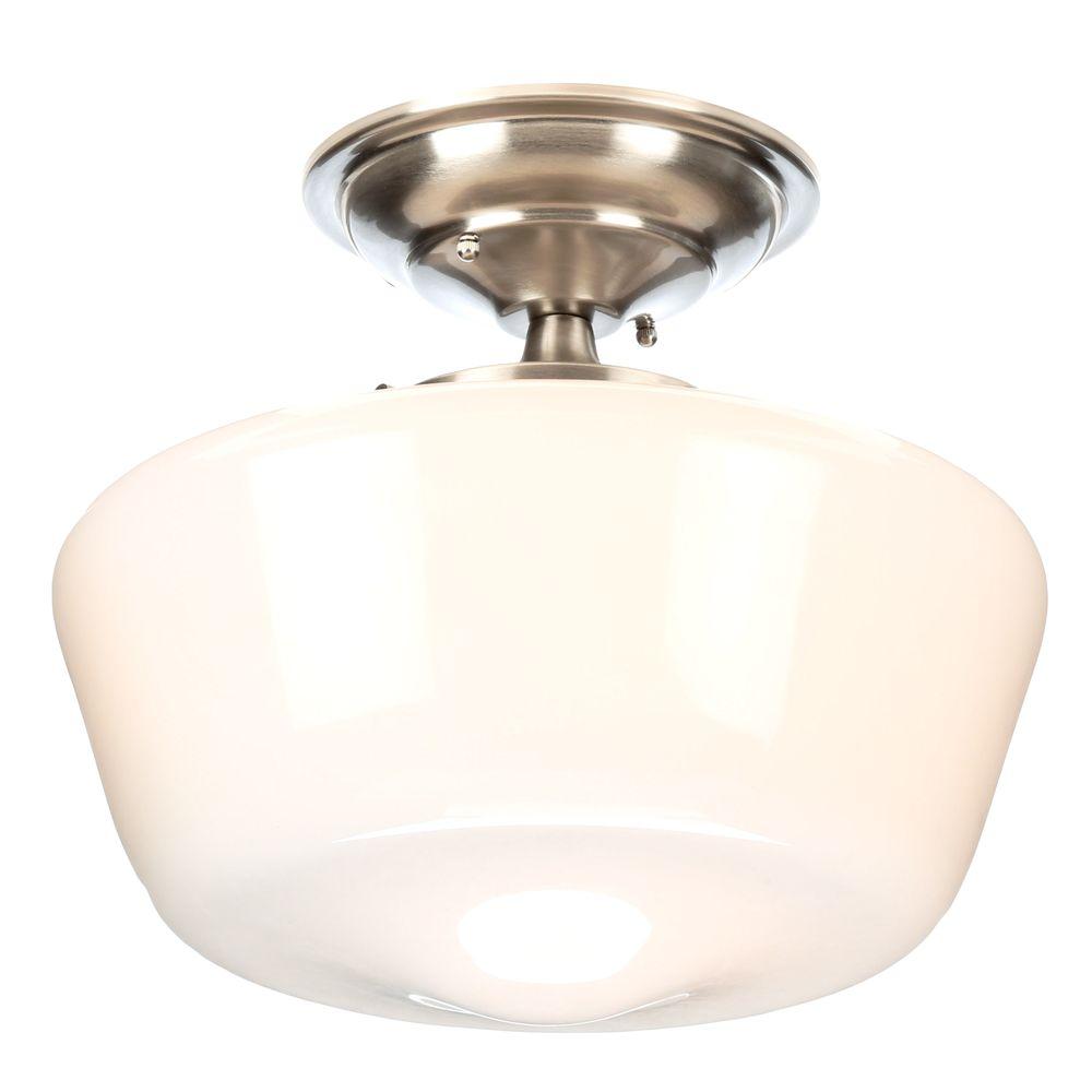 World Imports Luray 12 in. 1-Light Brushed Nickel Semi-Flushmount with ...