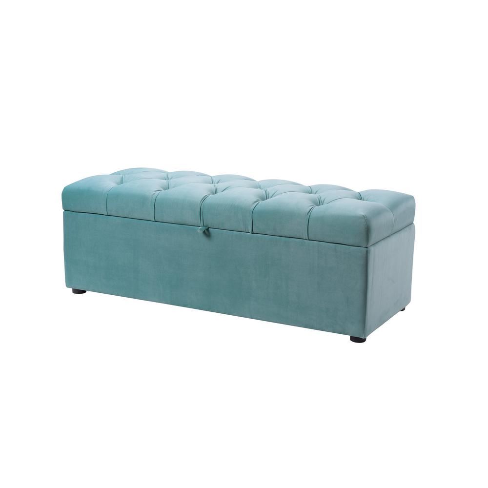 Jennifer Taylor Arlo Tufted Storage Bench Satin Teal 85181 867