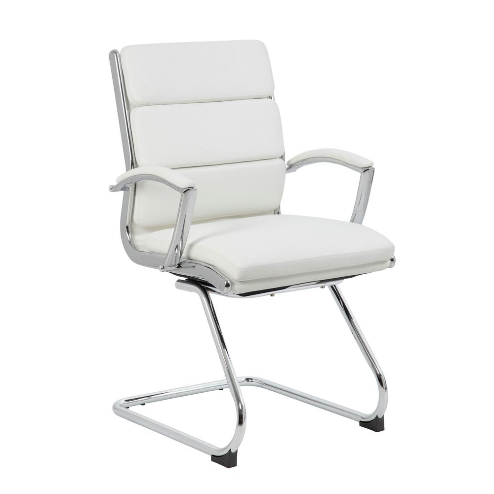 Boss White Mid Back Guest Chair-B9479-WT - The Home Depot