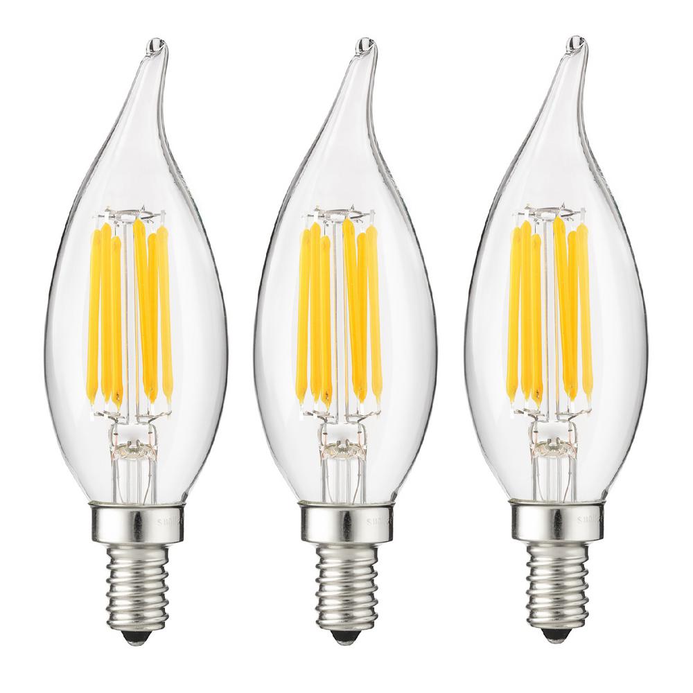 Sunlite 60Watt Equivalent CA11 Dimmable Clear Filament Flame Tip