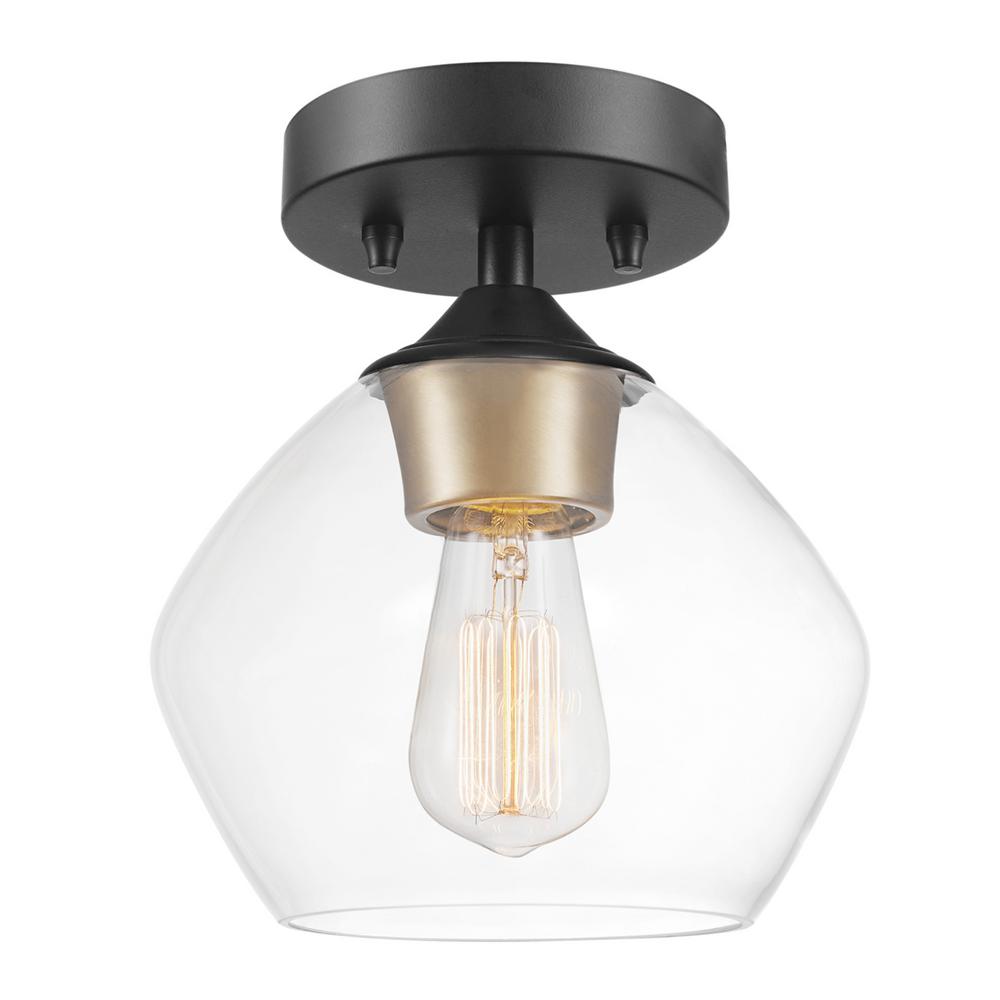 Black Flush Mount Lights Lighting The Home Depot Harrow 1 Light Matte Black