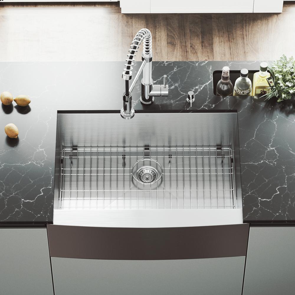 Vigo All In One 30 Stainless Steel Single Bowl Undermount Kitchen Sink With Pull Down Faucet Chrome And Soap Dispenser