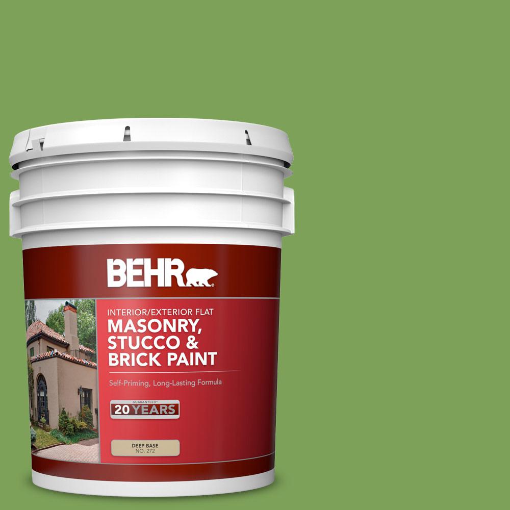 BEHR 5 gal. P3806 Springview Green Flat Interior/Exterior Masonry, Stucco and Brick Paint