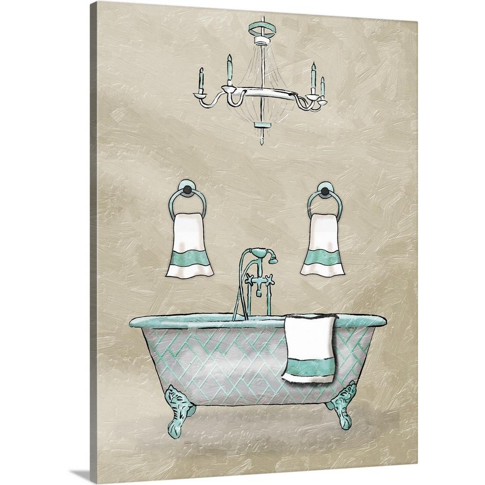 Greatbigcanvas Chip Teal Bath By Jace Grey Canvas Wall Art 2478122 24 18x24 The Home Depot