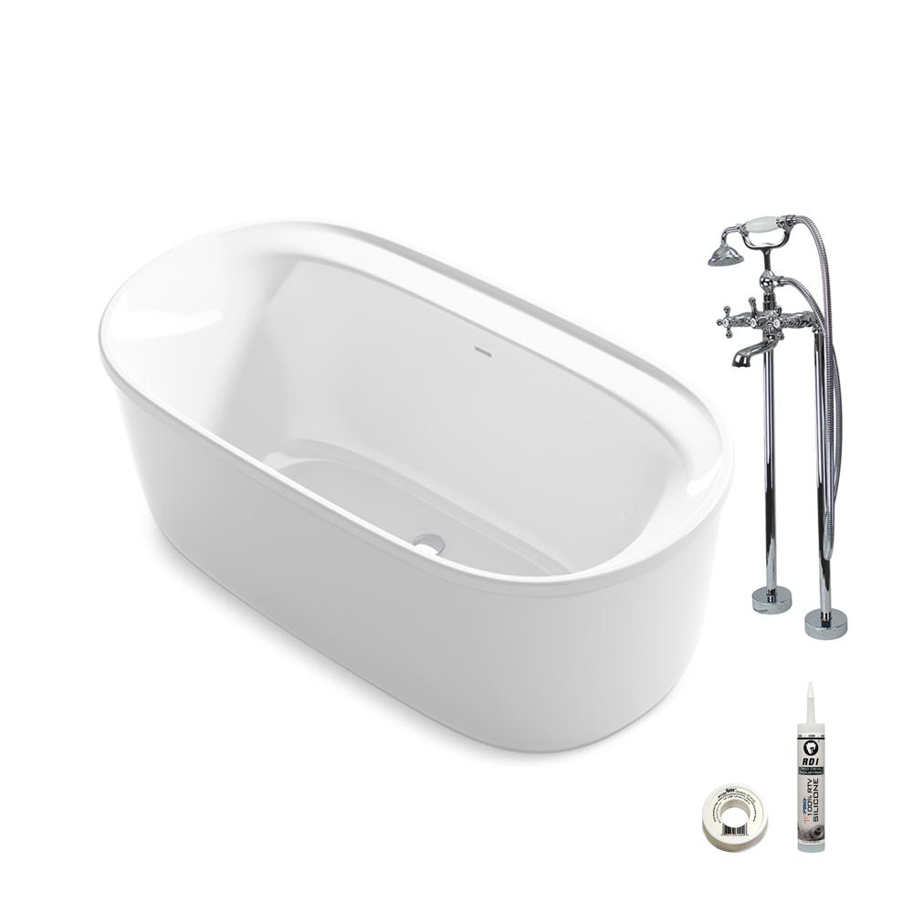STERLING Spectacle 66 in. Acrylic Flatbottom Freestanding Bathtub with