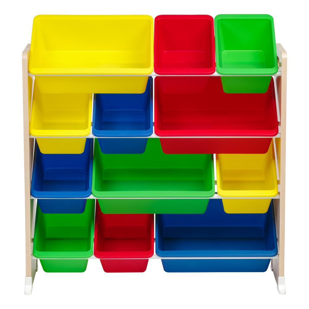 colorful toy bins