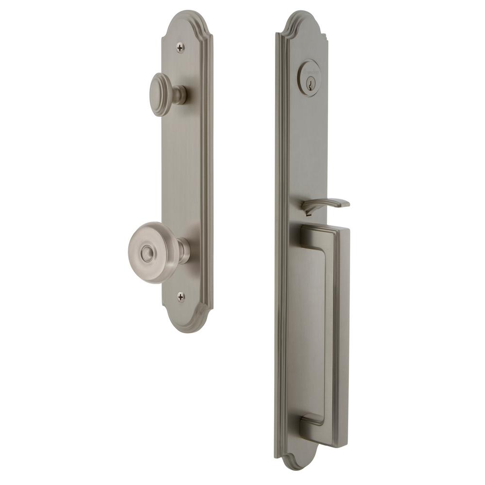 Grandeur Arc 1 Piece Satin Nickel Dummy Door Handleset With D Grip