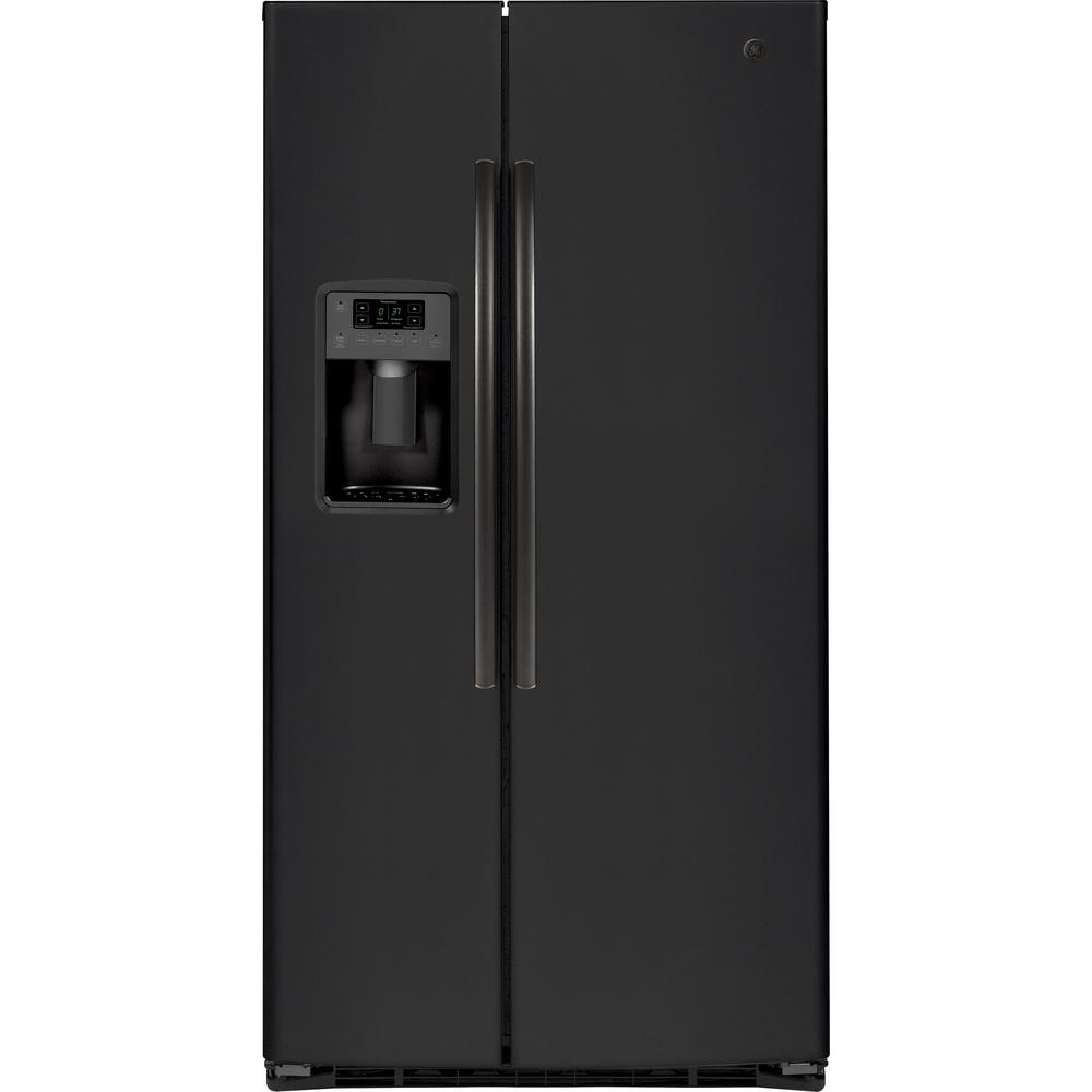 GE 21.8 cu. Ft. Side by Side Refrigerator in Black Slate, Counter Depth