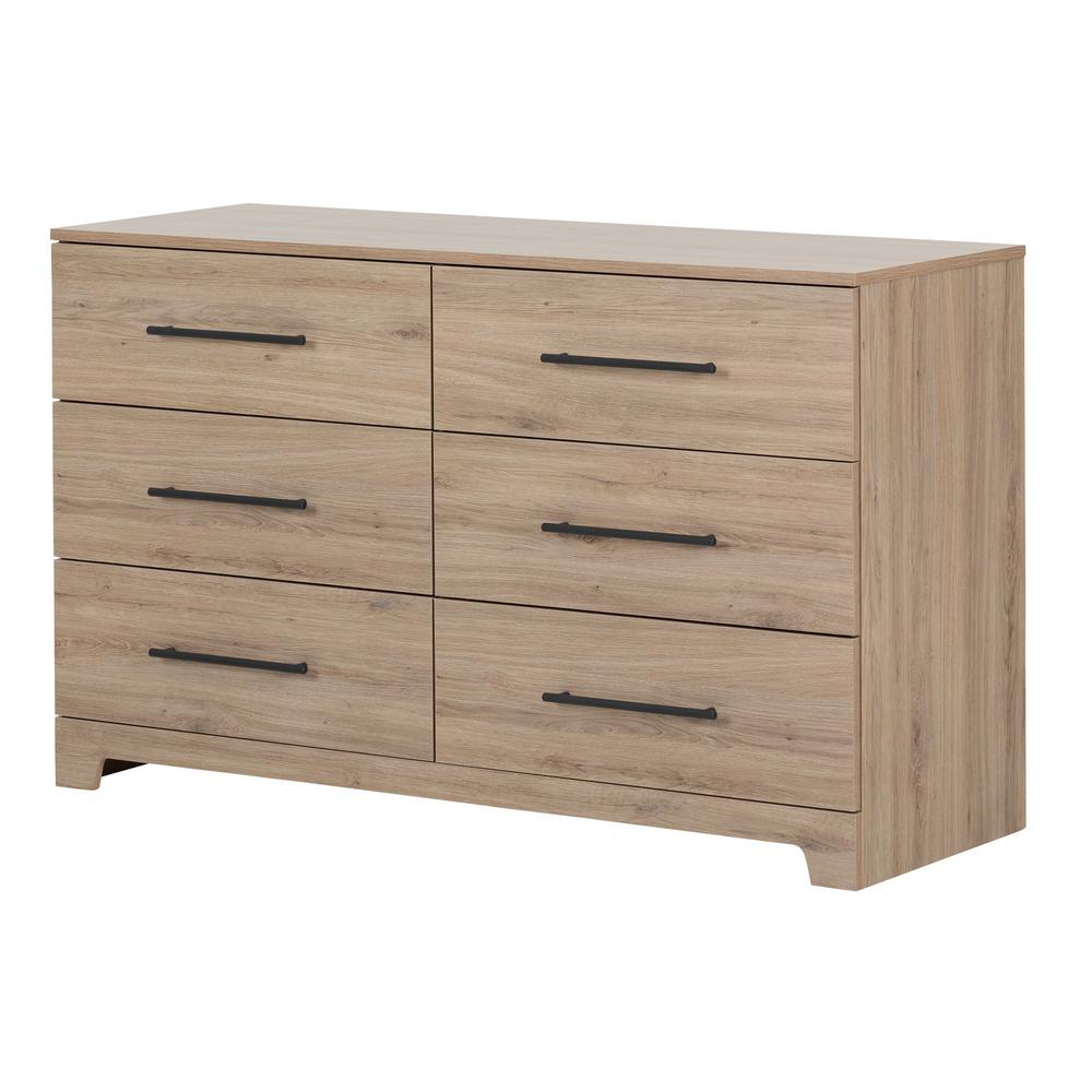 South Shore Primo 6 Drawer Rustic Oak Dresser 11311 The Home Depot