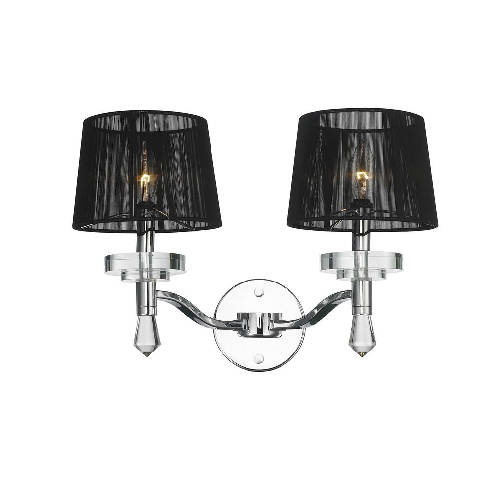 Worldwide Lighting Gatsby 2 Light Chrome Crystal Sconce W23135c17 Worldwide Lighting Gatsby 2 Light Chrome Crystal Sconce
