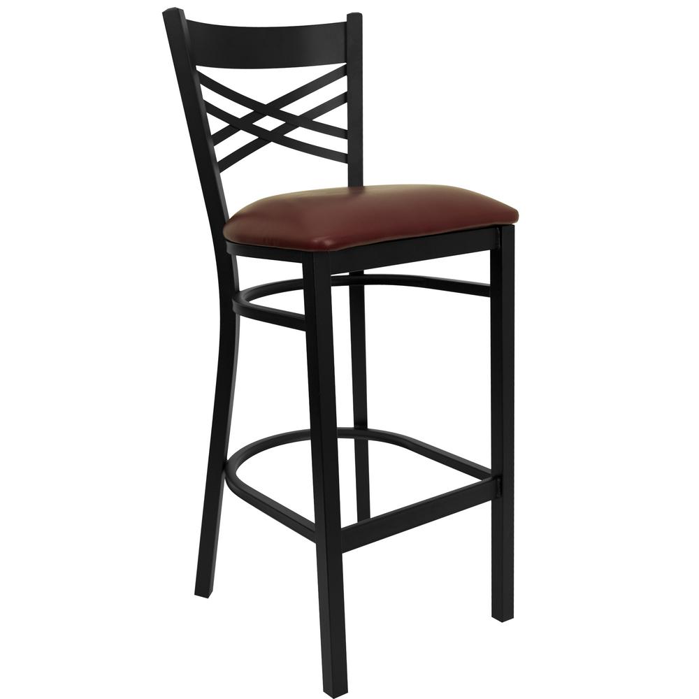 Carnegy Avenue 31 In Burdy Vinyl Seat Black Metal Burdy Vinyl Seat Black Metal Frame Bar Stool
