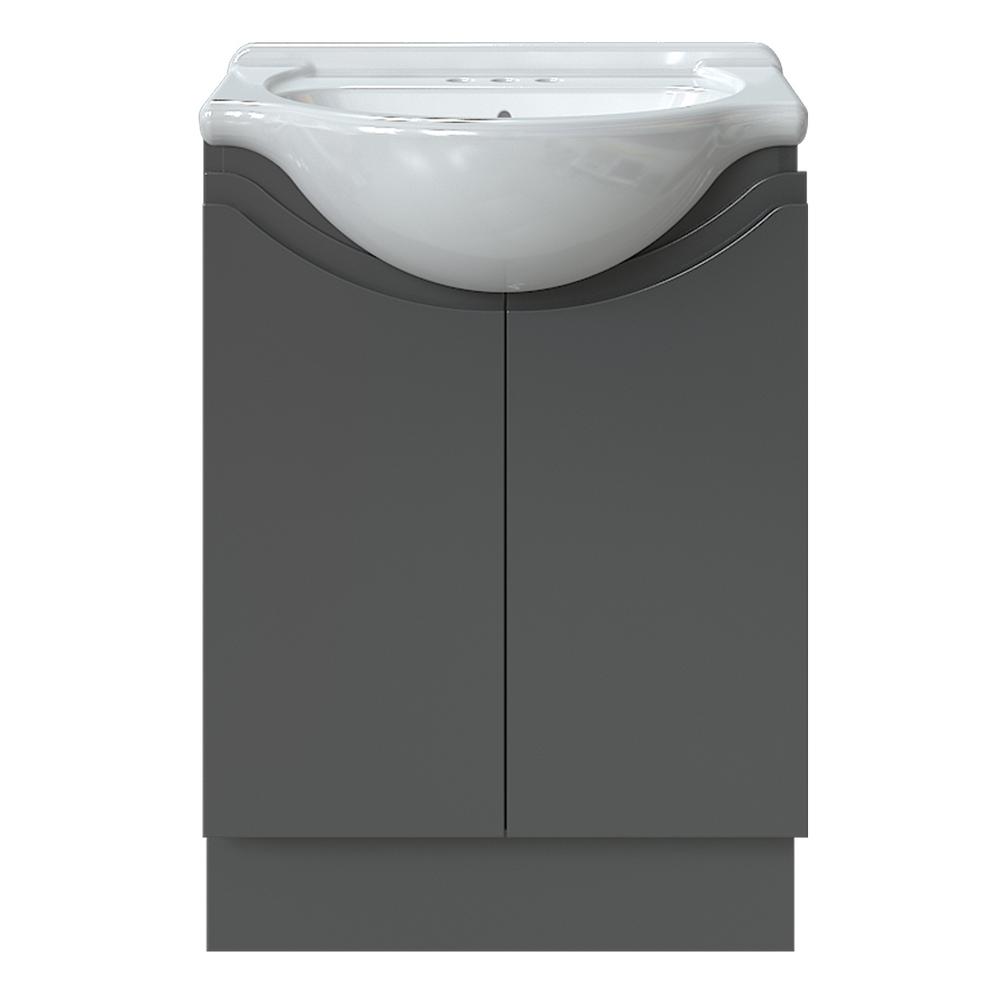 Glacier Bay 24 In W X 17 1 8 In D Bath Vanity In Gray Gloss With   Glacier Bay Bathroom Vanities With Tops 30640 64 600 