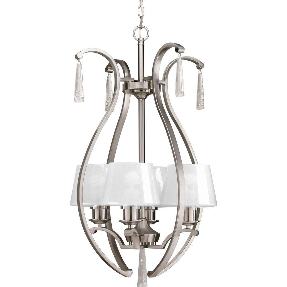Progress Lighting Dazzle Collection 4 Light Brushed Nickel Foyer Progress Lighting Dazzle Collection 4 Light Brushed Nickel Foyer Pendant With Ice Gl
