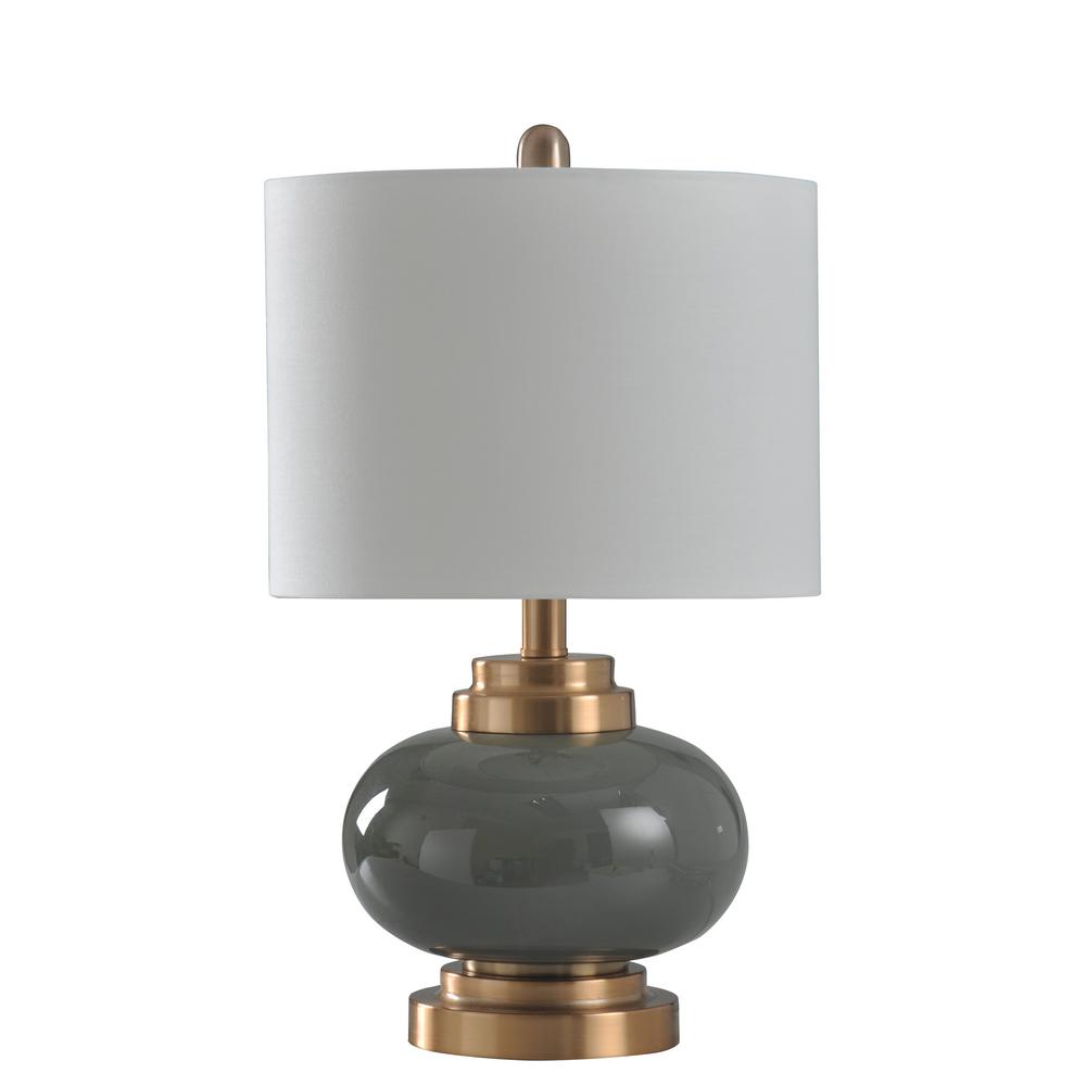 grey and copper table lamp