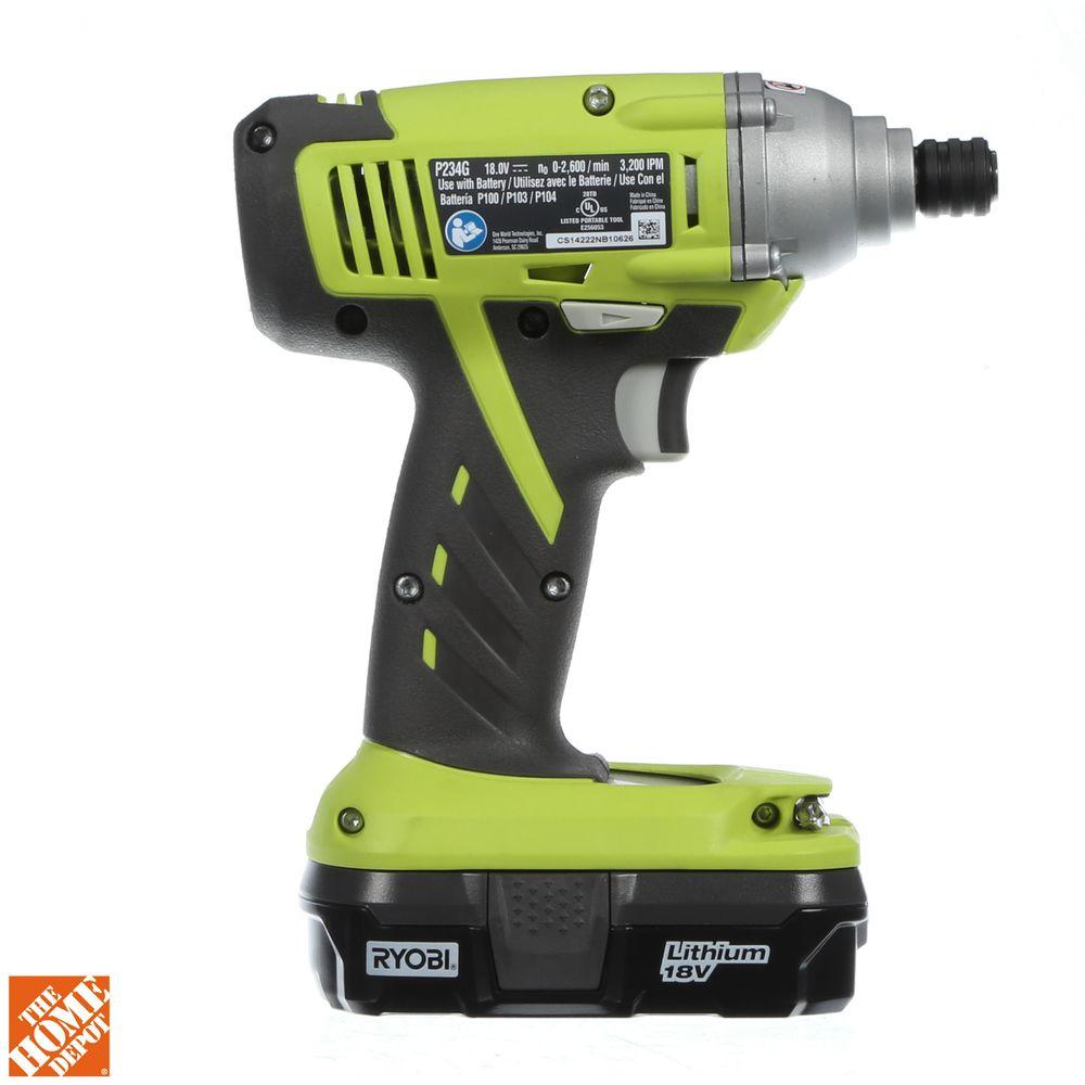 Ryobi Impact Driver Kit 18Volt LithiumIon Compact Variable Speed
