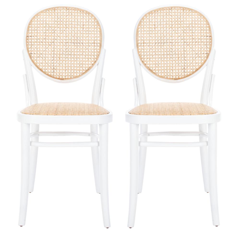 Safavieh Sonia White/Natural Cane Wicker Dining Chair (Set of 2