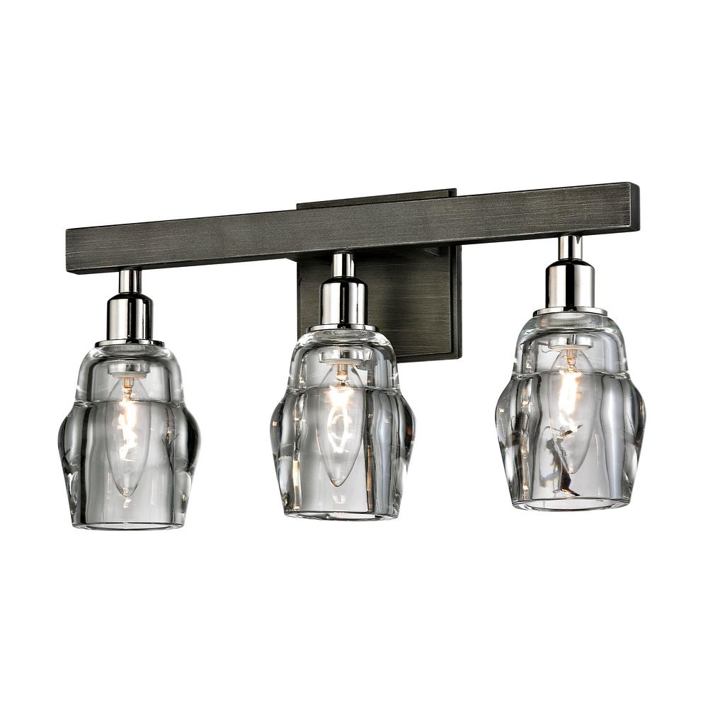 Troy Lighting Citizen 3 Light Graphite And Polished Nickel Bath Troy Lighting Citizen 3 Light Graphite And Polished Nickel Bath With Clear Pressed Glass