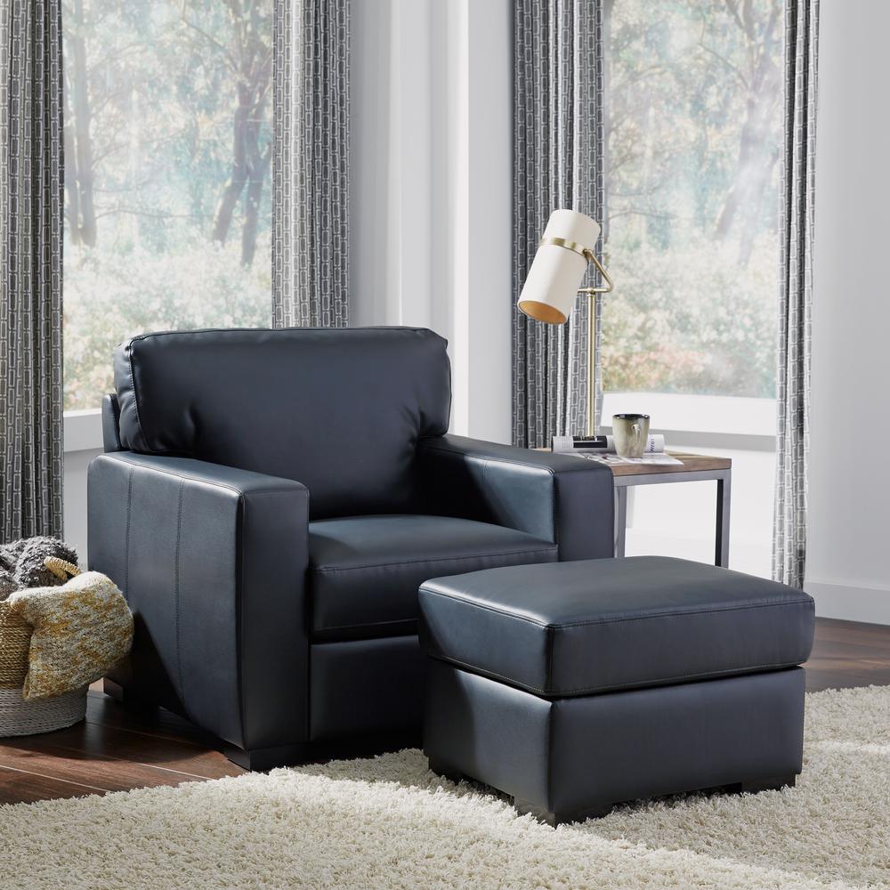 Homestyles Alex Black Faux Leather Ottoman 5220 90 The Home Depot