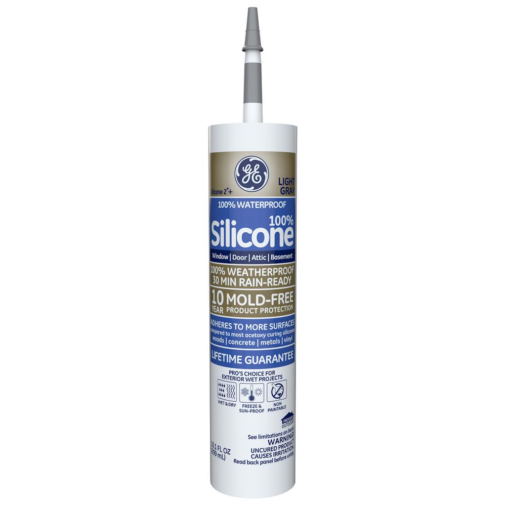 GE Silicone 2+ 10.1 oz. Light Gray Window and Door Caulk ...