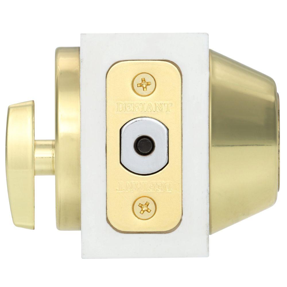 DEFIANT Polished Brass Door Knob Easy Install Home Lock New eBay